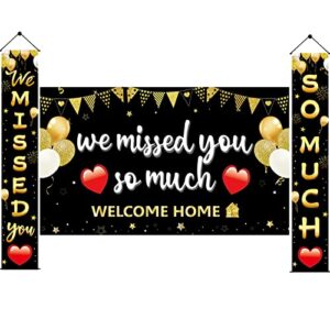 pimvimcim welcome home banner decorations we missed you so much backdrop sign decor, welcome back home family party supplies, patriotic military homecoming army deployment returning back decorations