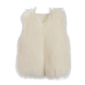 girls winter warm coats kids baby faux ℱur vest coat sleeveless outerwear 2-10 years (white, 6-7 years)