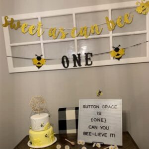 Sweet As Can Bee Banner, Bumble Bee Baby Shower Party Sign, Gender Reveal Party Decorations.