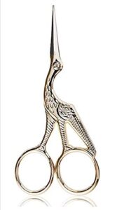 3.6″ stainless steel tip classic stork scissors crane design sewing scissors diy tools small shear for embroidery, craft, needle work, art work everyday use gold scissors