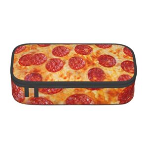 3d pizza pepperoni large capacity pencil case, stationery organizer, double zipper compartment pencil bag, cosmetic bag, teen boys girls school office supplies