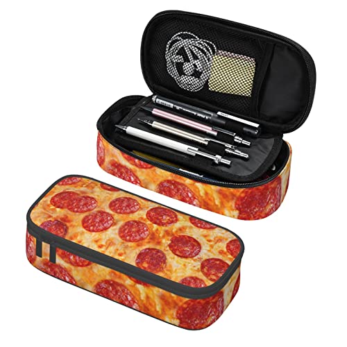 3d Pizza Pepperoni Large Capacity Pencil Case, Stationery Organizer, Double Zipper Compartment Pencil Bag, Cosmetic Bag, Teen Boys Girls School Office Supplies