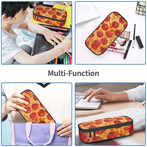 3d Pizza Pepperoni Large Capacity Pencil Case, Stationery Organizer, Double Zipper Compartment Pencil Bag, Cosmetic Bag, Teen Boys Girls School Office Supplies