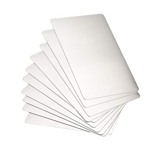 uxcell Blank Metal Card 100x60x0.4mm Brushed 201 Stainless Steel Plate for DIY Laser Printing Engraving Silver Tone 15 Pcs