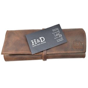 Hide & Drink Rustic Leather Pencil Artist Craft Roll Organizer Soft Wrap Handmade Bourbon Brown