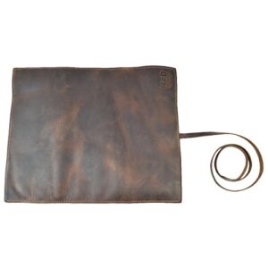 Hide & Drink Rustic Leather Pencil Artist Craft Roll Organizer Soft Wrap Handmade Bourbon Brown