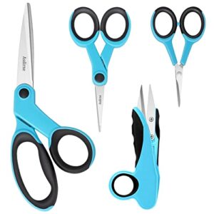 asdirne premium sewing scissors bundle, perfect sewing partners, sharp and durable, comfortable handle, contains 9”fabric scissors, 5”detail scissors, 3.9”embroidery scissors, 4.8”thread snips