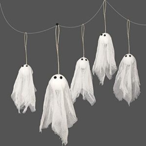 decor365 pack of 12 small hanging ghost with white creep cloth and black eyes for halloween party decoration home/yards/garden/pub/classroom/showcase/living room holiday party decor