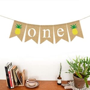 Morndew Summer Time Style with Pineapple One Banner for Baby Birthday Party Beach Summer Tropical Party Decorations