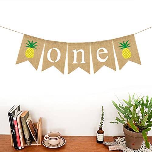 Morndew Summer Time Style with Pineapple One Banner for Baby Birthday Party Beach Summer Tropical Party Decorations