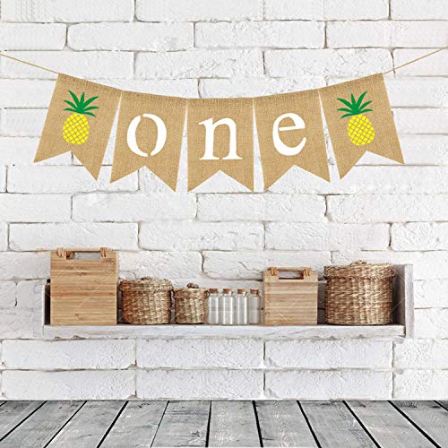 Morndew Summer Time Style with Pineapple One Banner for Baby Birthday Party Beach Summer Tropical Party Decorations