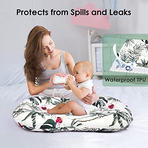 Waterproof Baby Lounger Cover Stretchy Soft | Mexxi 100% Hypoallergenic Baby Nest Cover (Cover Only) (Waterproof White Orchid)