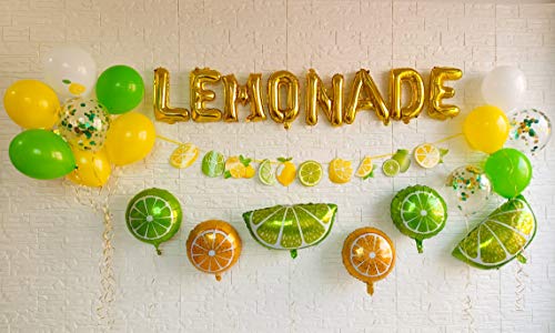 Lemonade Party Decoration Lemonade Foil Latex Balloons Banner,Lemonade Garland Decoration for Summer Lemonade Party