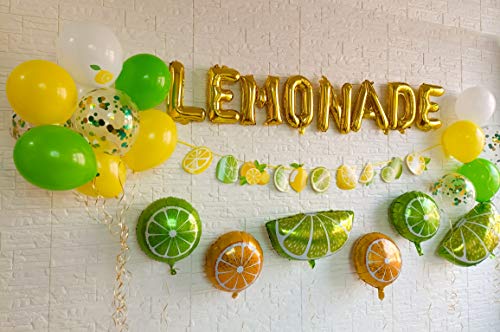 Lemonade Party Decoration Lemonade Foil Latex Balloons Banner,Lemonade Garland Decoration for Summer Lemonade Party