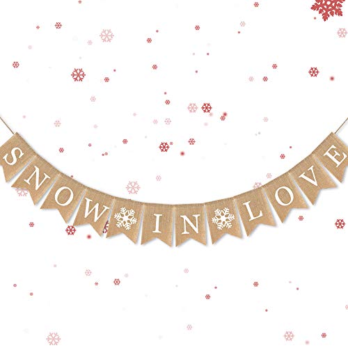 7-gost Burlap Snow in Love Banner Winter Wedding Shower Bridal Shower Garland Decoration