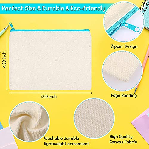 Alliteqwe 40 Pcs Canvas Zipper Bags Pencil Pouch Makeup Bags Blank Canvas Pencil Case Cosmetic Bag for Travel DIY Craft School (S)