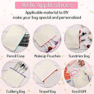 Alliteqwe 40 Pcs Canvas Zipper Bags Pencil Pouch Makeup Bags Blank Canvas Pencil Case Cosmetic Bag for Travel DIY Craft School (S)