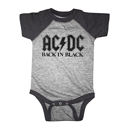 ACDC Back in Black Vintage Smoke Baseball Infant Baby Creeper Snapsuit Romper