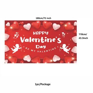 RUIMI Large Size Valentine Banner, Porch Sign with 71''X43.3'',Valentines Decorations Backdrop,Happy Valentines Day Hanging Banners,Valentine's Day Supplies for Home Indoor Outdoor, White