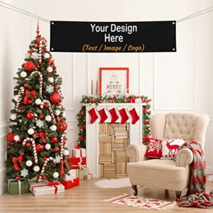 Custom Banner Outdoor Yard Signs 4'x1' Personalized Banners And Signs Customize With Photo Text Logo Indoor For Business Parties Birthday Decorations Wedding Christmas Halloween Banner