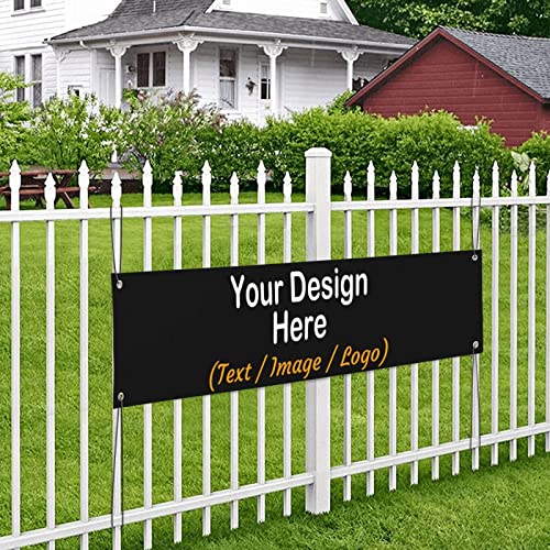 Custom Banner Outdoor Yard Signs 4'x1' Personalized Banners And Signs Customize With Photo Text Logo Indoor For Business Parties Birthday Decorations Wedding Christmas Halloween Banner