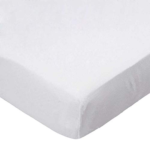 SheetWorld Fitted 100% Cotton Flannel Pack N Play Sheet Fits Graco 27 x 39, Flannel - White, Made in USA