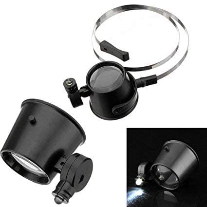 15X Loupe Lens Headband Magnifying Glass Jeweler Watch Repair Magnifier with LED Eye Loupe