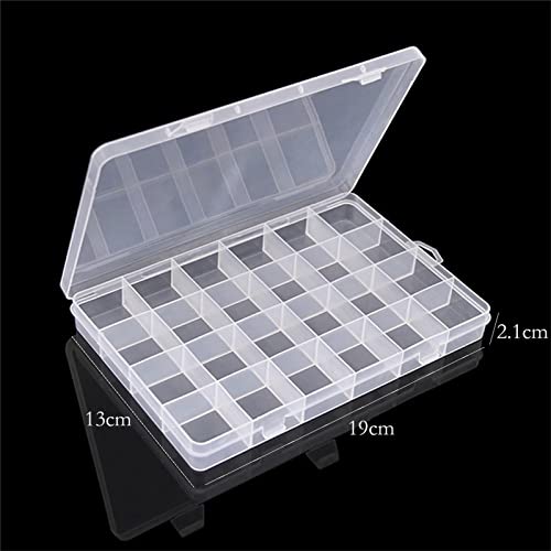 4PCS Clear Plastic Organizer Box, 24 Grids Jewelry Dividers Storage Container DIY Parts Storage Box for Bead, Rings, Jewelry,Screws, Handicrafts