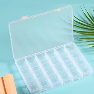 4PCS Clear Plastic Organizer Box, 24 Grids Jewelry Dividers Storage Container DIY Parts Storage Box for Bead, Rings, Jewelry,Screws, Handicrafts