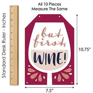 Big Dot of Happiness But First, Wine - Hanging Vertical Paper Door Banners - Wine Tasting Party Wall Decoration Kit - Indoor Door Decor