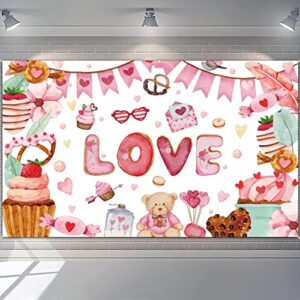 Large Happy Valentines Day Backdrop for Photography, Love Backdrop Decor Background Valentine's Day Banner Party Decorations