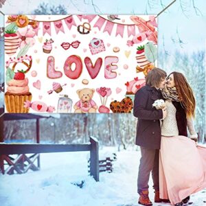 Large Happy Valentines Day Backdrop for Photography, Love Backdrop Decor Background Valentine's Day Banner Party Decorations