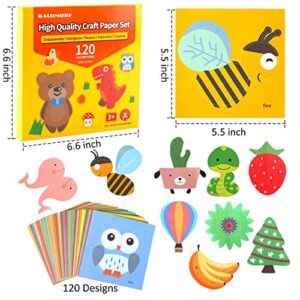 Fun Paper-Cut Set,Origami Paper Art; Scissor Skills Activity Cutting Book; Kids Scissors Crafts Kits Preschool-120 Pages with A Pair of Child-Safe Scissors Beginners Trainning and School Learning