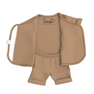 Bonsie Skin to Skin Babywear Romper - Brown Baby Footed Romper - Mocha (0-3 Months)