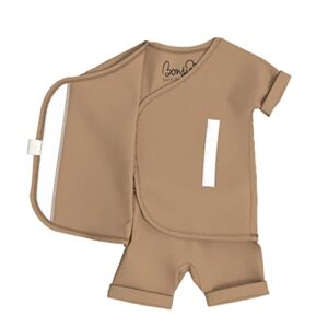 Bonsie Skin to Skin Babywear Romper - Brown Baby Footed Romper - Mocha (0-3 Months)