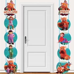 partyhome turning red party supplies, party porch sign, banner decorations for red panda theme party outdoor indoor home decorations