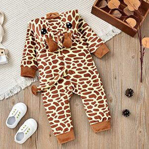 Aalizzwell Baby Giraffe Romper, Infant Boys Girls Animal Romper Hooded Romper Jumpsuit Outfit Clothes 18-24 Months