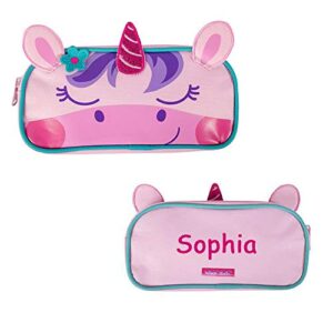 Stephen Joseph Personalized Pink and Teal Unicorn Pencil Pouch Zippered Supply Case for Back to School with Custom Name