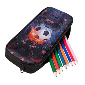 Babrukda Soccer Pattern Pencil Case, Zippered Soft Comfy Pen Bag, Stationary Pouch Case Pencils Pens Box Organizer for Colored Watercolor Pencils Small Marker, Cosmetic Makeup Bag