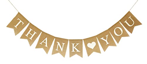 Shimmer Anna Shine THANK YOU Burlap Banner for Wedding Decorations Birthday Party Baby Shower Bridal Shower Baptism Supplies Teacher Appreciation Office Appreciation Sign Photo Prop