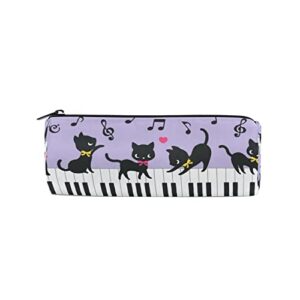 cute animal cat pencil case pen bag pouch holder, piano music note zipper pencil bag portable cosmetic organizer makeup brush bag purse school stationery for kids girl boy adults office nurse supplies