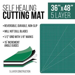 US Art Supply 36" x 48" GREEN/BLACK Professional Self Healing 5-Ply Double Sided Durable Non-Slip Cutting Mat Scrapbooking, Quilting, Sewing Arts & Craft