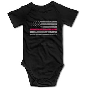 NEWBABY Firefighter Thin Red Line American Flag Baby Short Sleeves Bodysuit for 0-24m Baby ¡­