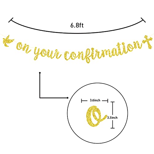 On Your Confirmation Banner, First Holy Confirmation Decorations, Bridal Shower, Engagement, Wedding, Bachelorette, Marriage Anniversary Party Decorations Gold Glitter