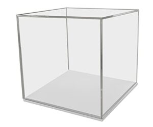 marketing holders clear acrylic cube 10x10x10 with white base durable plastic box collectible items cover square showcase pedestal for art