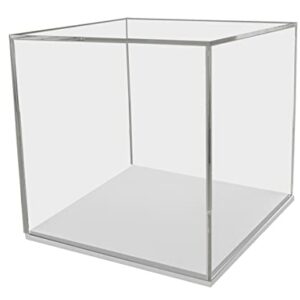 Marketing Holders Clear Acrylic Cube 10x10x10 with White Base Durable Plastic Box Collectible Items Cover Square Showcase Pedestal for Art