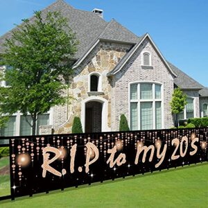 joyiou happy 30th birthday r.i.p to my 20s backdrop banner decorations for women, large rose gold 30 birthday party sign supplies, thirty birthday photo booth props décor for indoor outdoor (9.8×1.6ft)