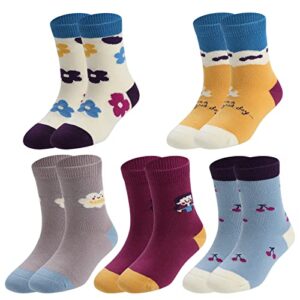 girls socks,athletic socks for girl 4-12 years,pack of 5 pairs dress socks’purple