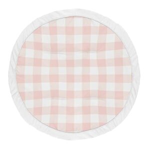 sweet jojo designs pink buffalo plaid check  girl baby playmat tummy time infant play mat – blush and white shabby chic woodland rustic country farmhouse