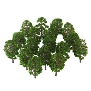 WINOMO 20pcs Model Trees Miniature Landscape Scenery Train Railways Trees Scale 1:100 Dark Green